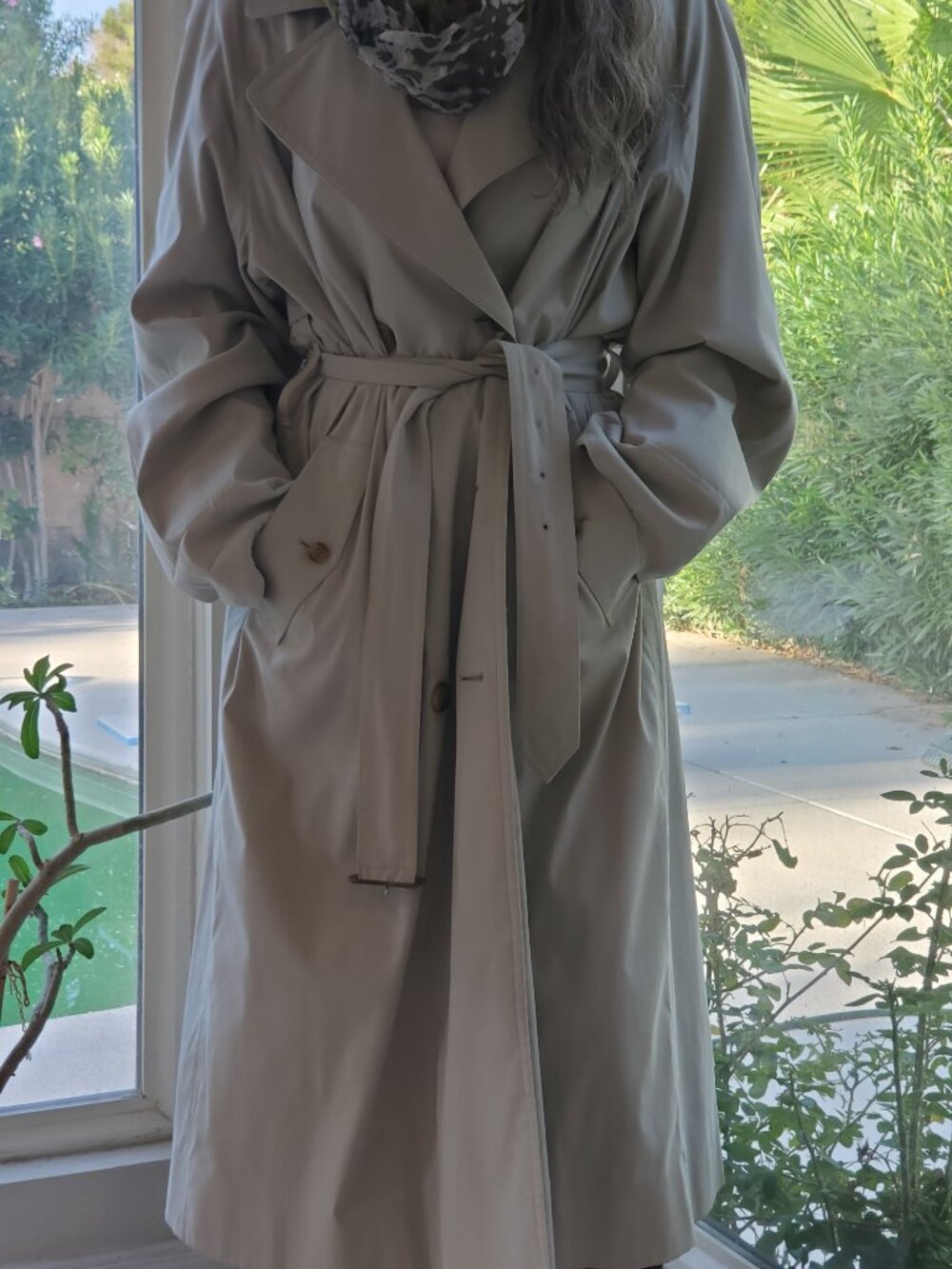 BURBERRY TRENCH COAT X-LONG COTTON BLEND - LIGHT SAGE GREEN - - Picture 3 of 16